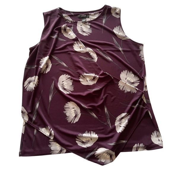 Alfani Purple Floral Faux Wrap Blouse Sz M - Picture 2 of 6